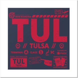 Vintage Tulsa TUL Airport Code Travel Day Retro Travel Tag Oklahoma Posters and Art